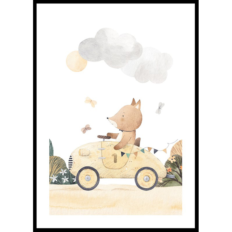 Poster Gallerix Fox Driving A Car