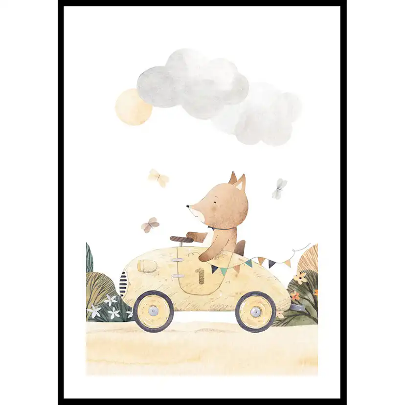 Poster Gallerix Fox Driving A Car