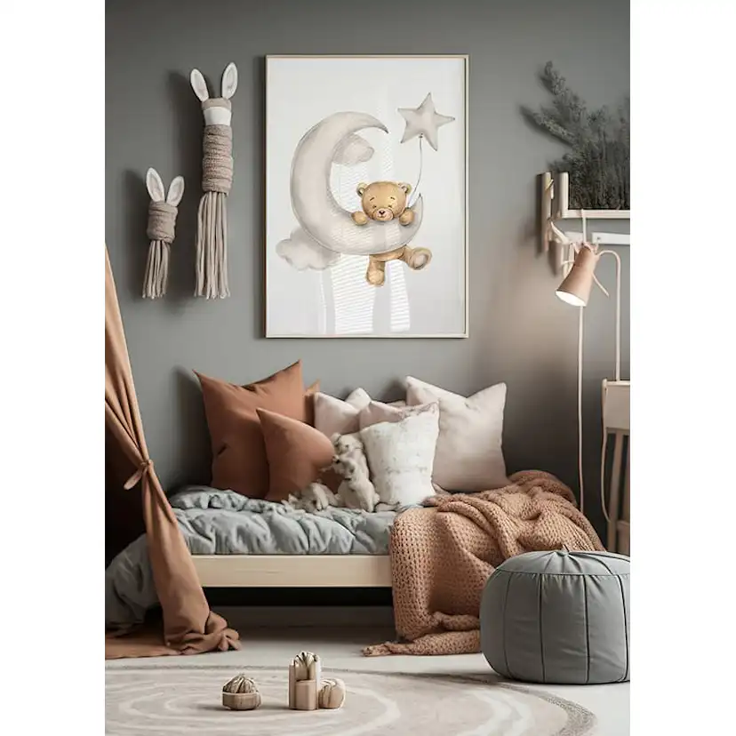 Poster Gallerix Teddy Bear Climbing The Moon