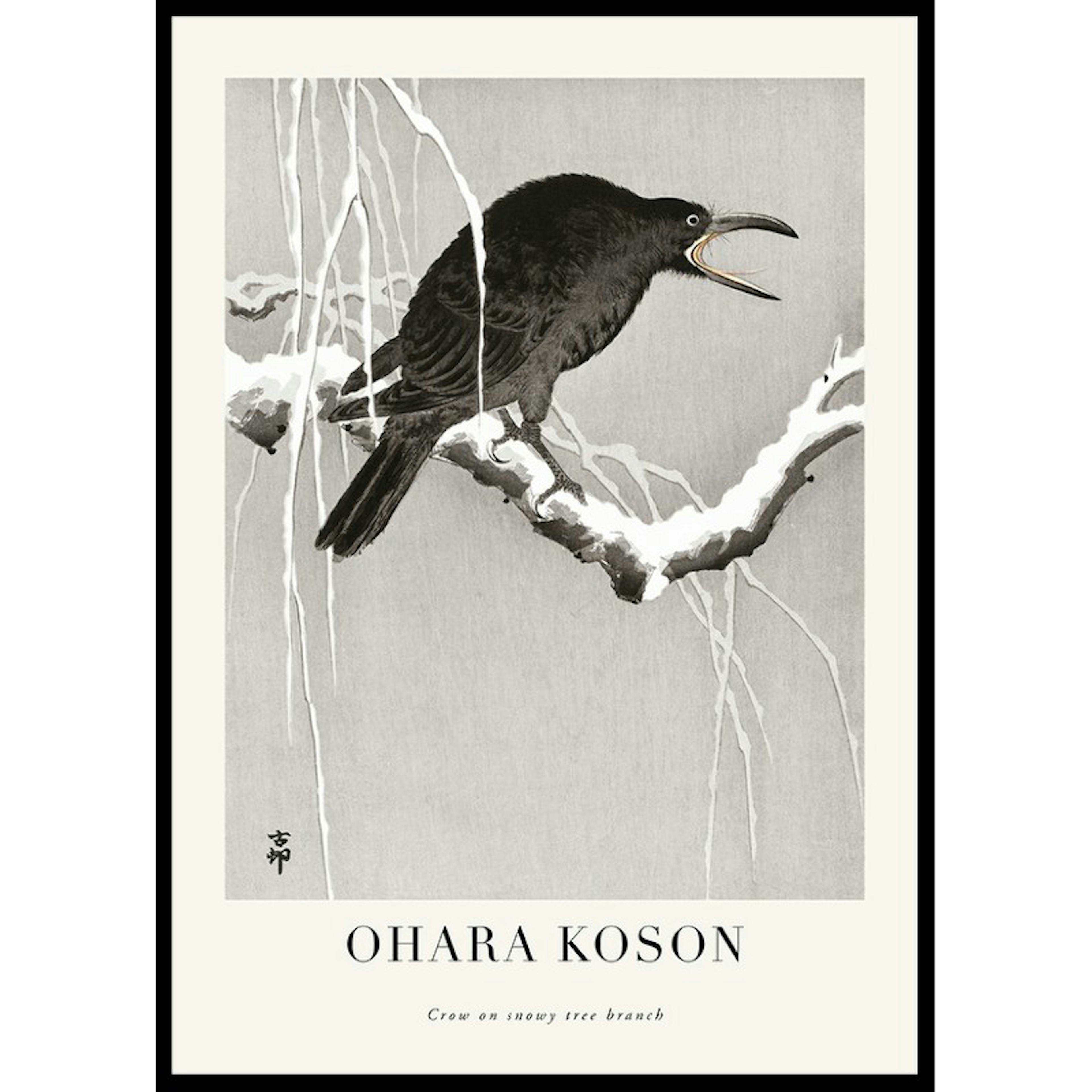 Poster Gallerix Crow On Snowy Tree Branch No1 By Ohara Koson