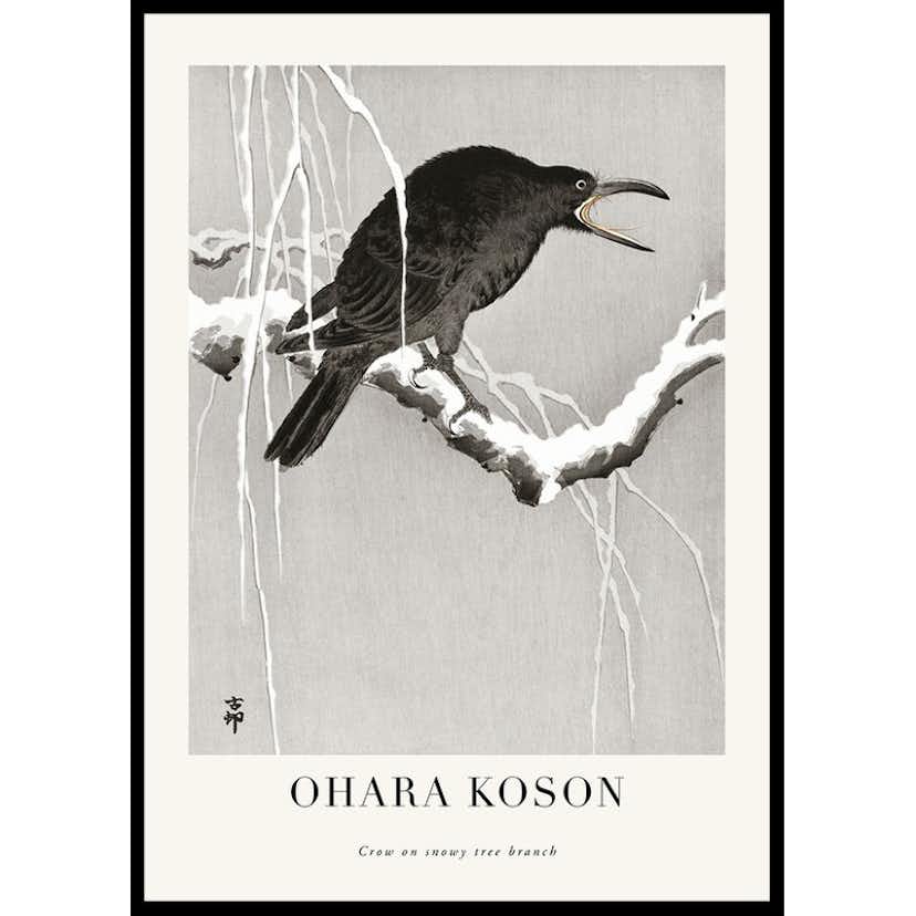 Poster Gallerix Crow On Snowy Tree Branch No1 By Ohara Koson