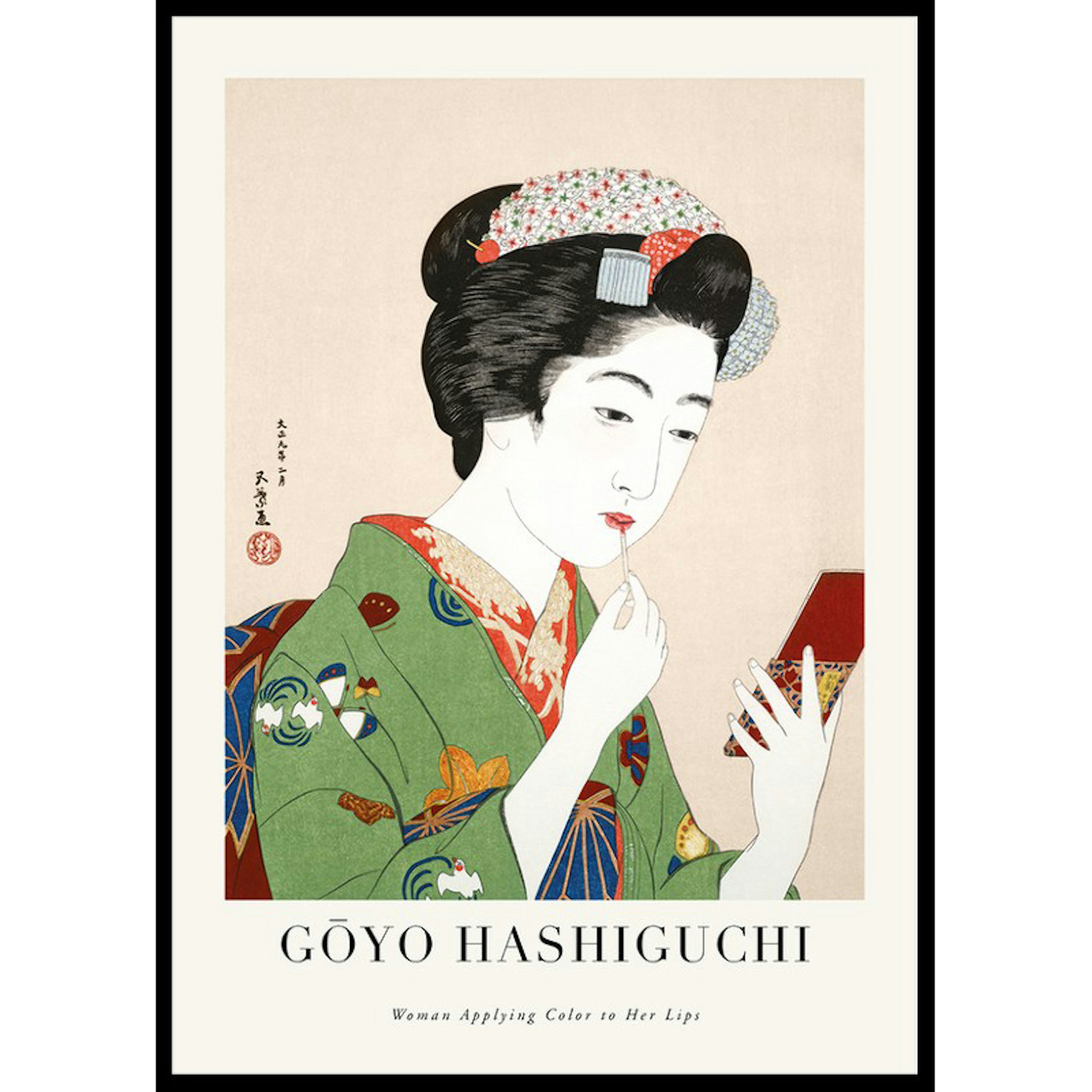 Poster Gallerix Woman Applying Color To Her Lips By Goyō Hashiguchi
