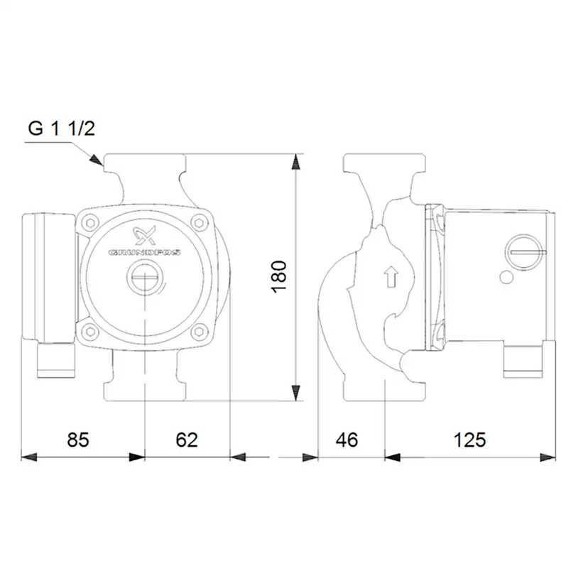 Tappvarmvattenpump Grundfos UPS 25-80 N 180
