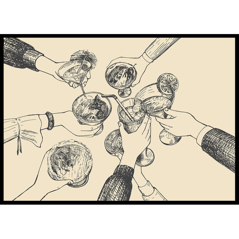 Poster Gallerix Vintage Drinks Drawing