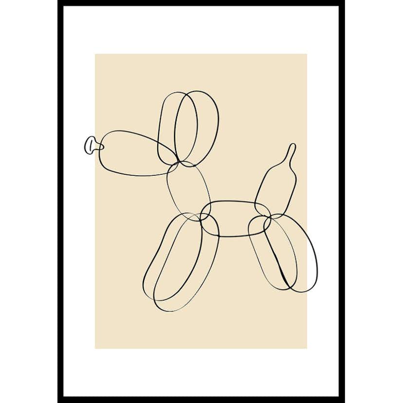 Poster Gallerix Balloon Dog Line Art