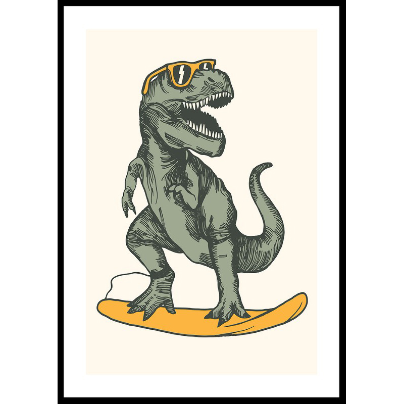 Poster Gallerix T-rex Dino Surfing