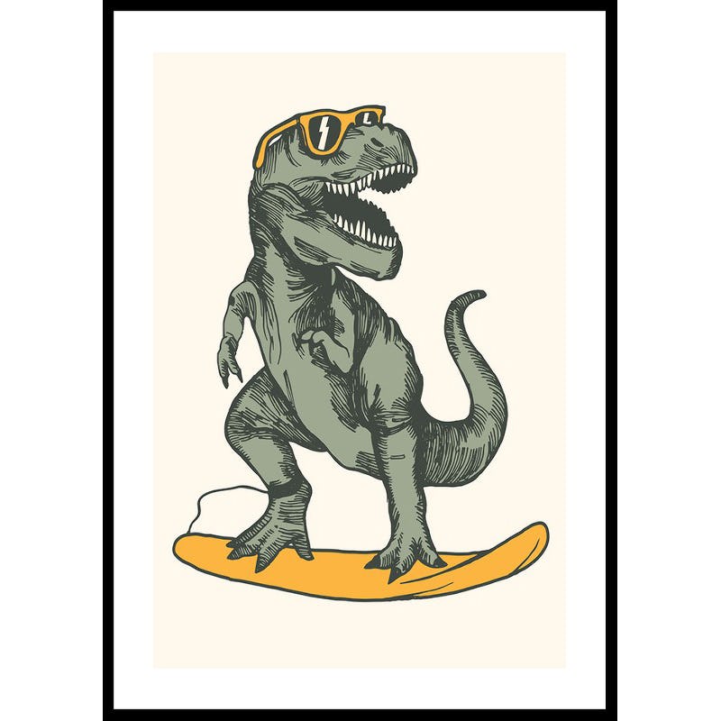 Poster Gallerix T-rex Dino Surfing