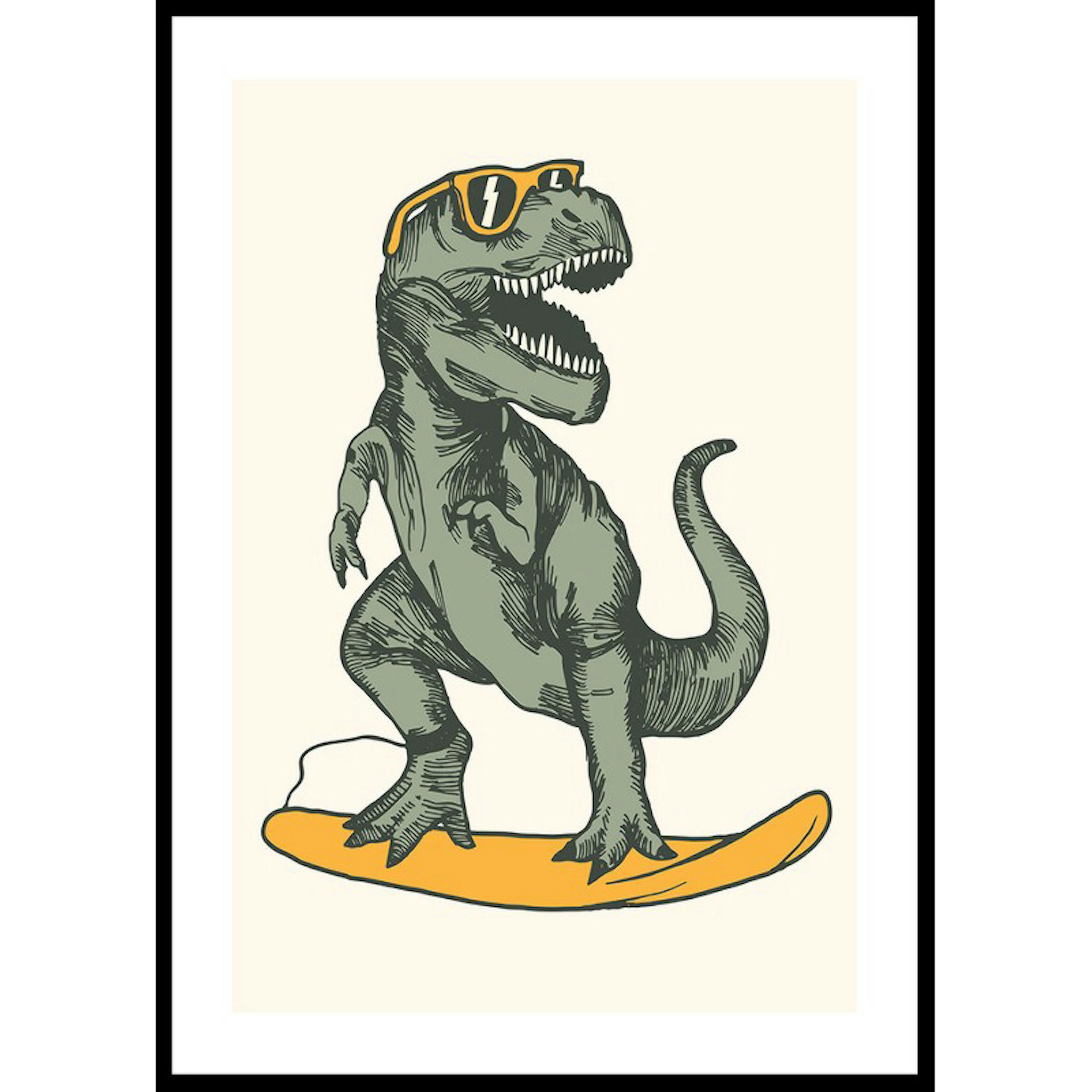 Poster Gallerix T-rex Dino Surfing