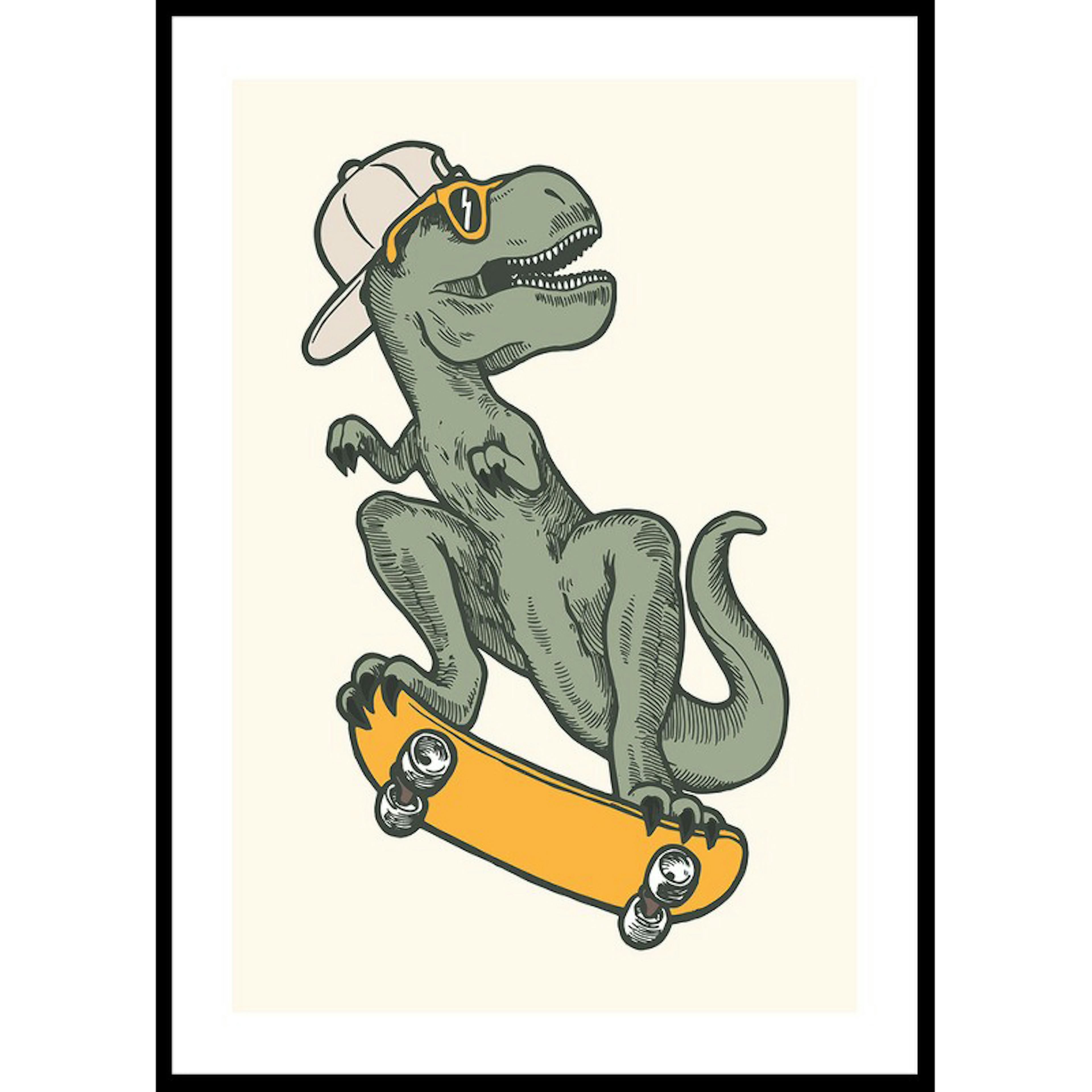 Poster Gallerix T-rex Dino Skateboarding