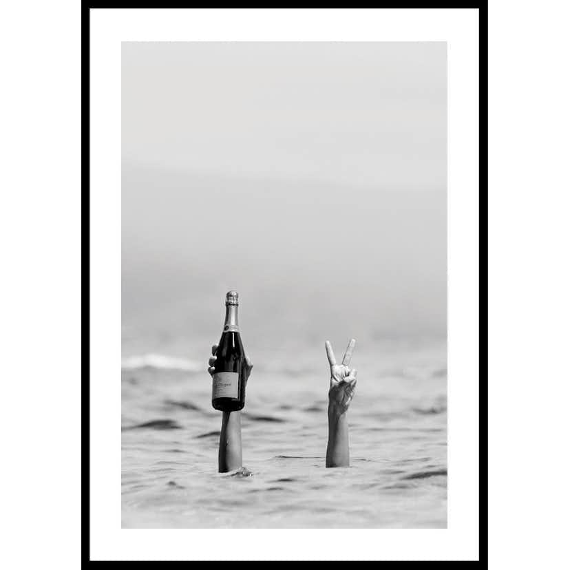 Poster Gallerix Champagne Victory B&W