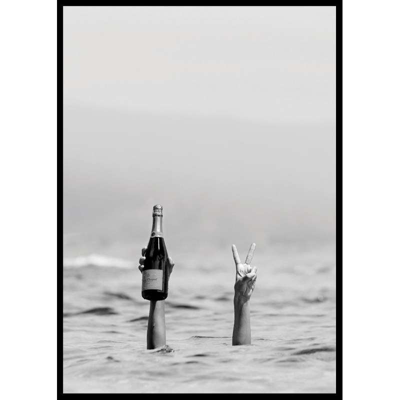 Poster Gallerix Champagne Victory B&W