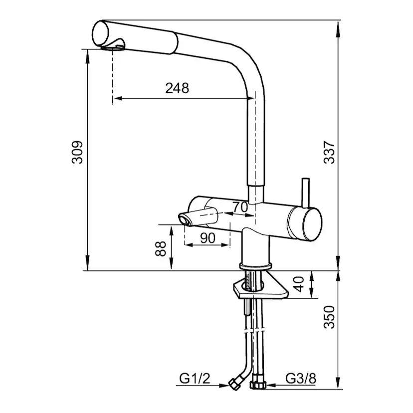 Köksblandare Mora Izzy F+ Engreppsblandare Krom med Svängbar Pip & Eco Funktion