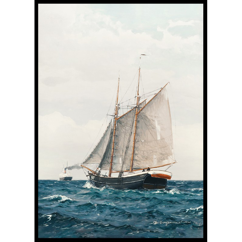 Poster Gallerix Marine Med Sejlskib Og Dampskib By Benjamin Olsen