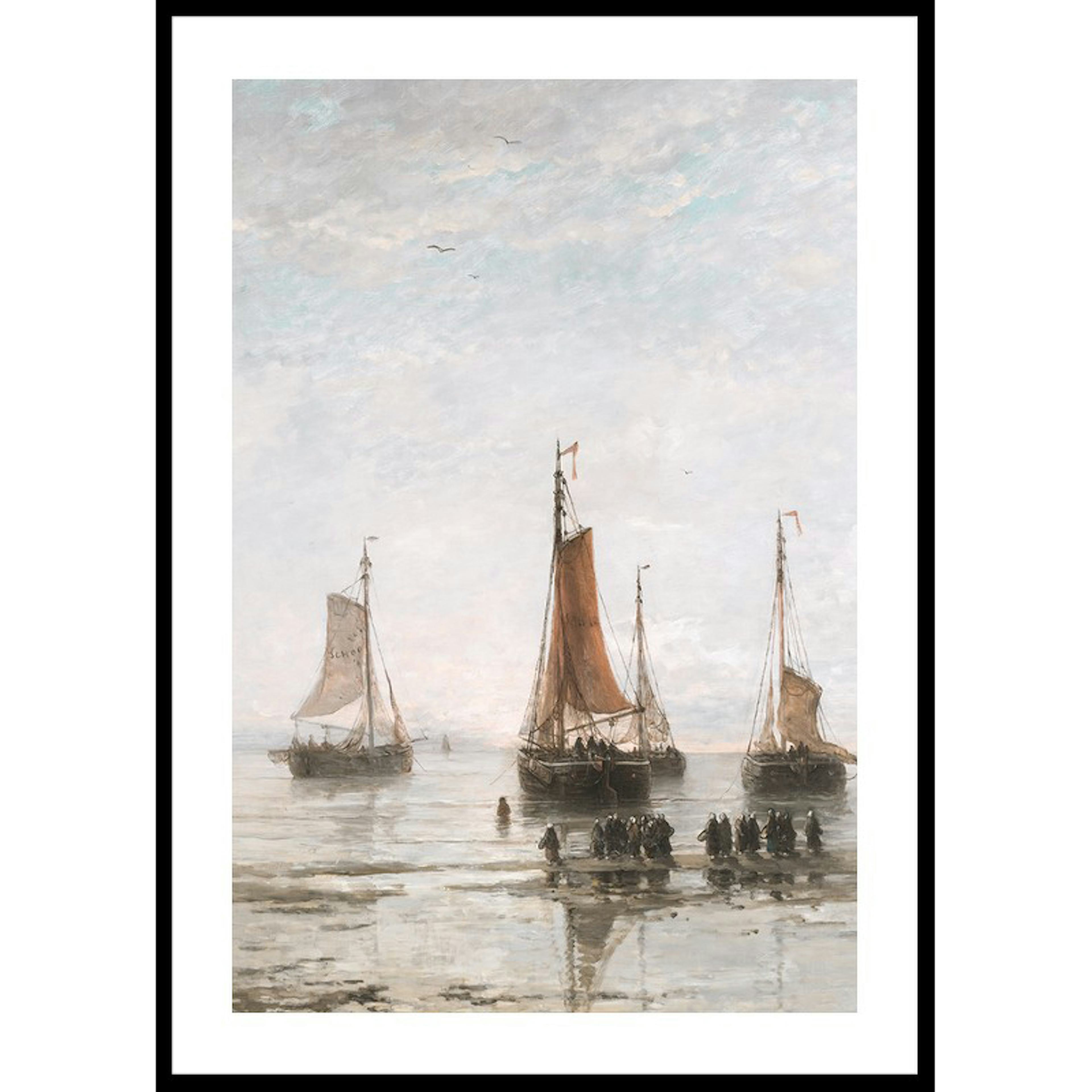 Poster Gallerix Scheveningse Bommen Voor Anker By Hendrik Willem Mesdag