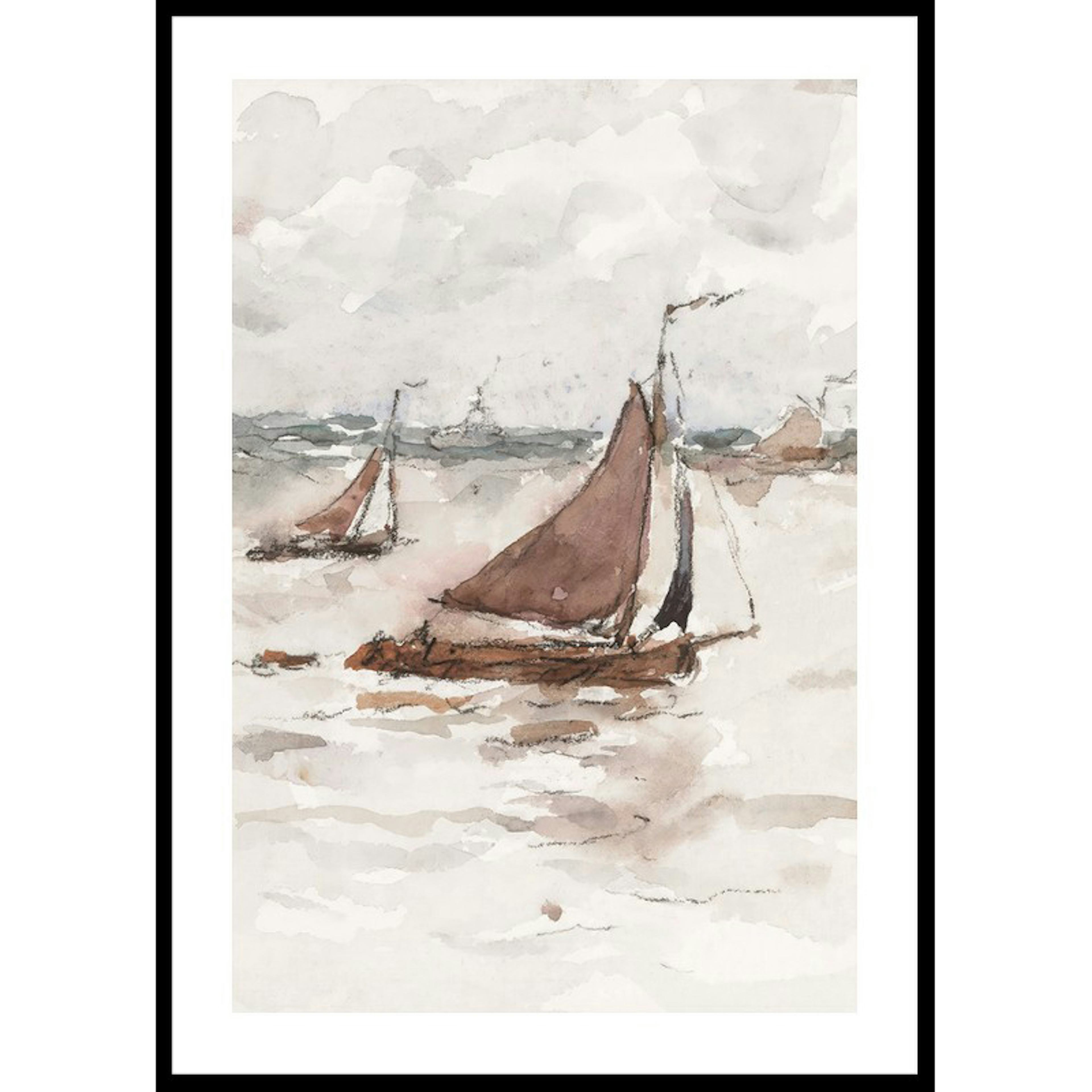 Poster Gallerix Zeilende Vissersschepen Op De Schelde By Carel Nicolaas Storm