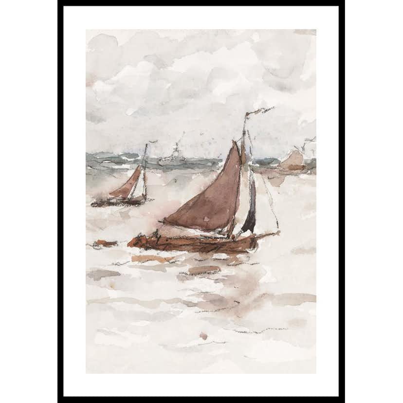 Poster Gallerix Zeilende Vissersschepen Op De Schelde By Carel Nicolaas Storm