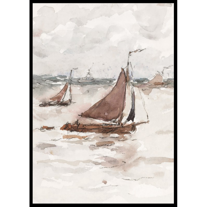 Poster Gallerix Zeilende Vissersschepen Op De Schelde By Carel Nicolaas Storm