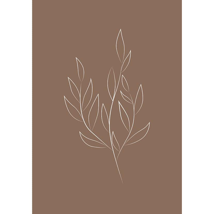 Posters Venture Home Drawed Leaf Brun