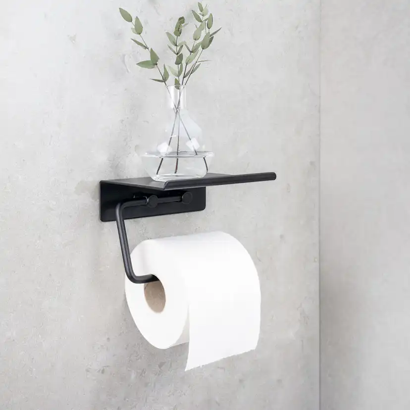 Toalettpappershållare Beslag Design Base med Hylla Självhäftande