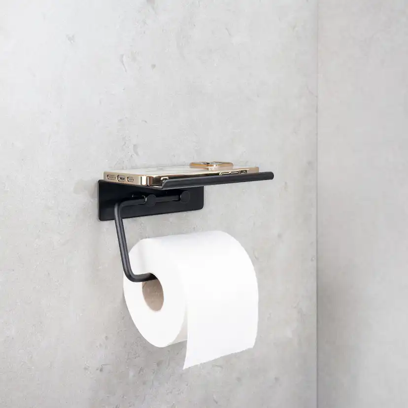 Toalettpappershållare Beslag Design Base med Hylla Självhäftande