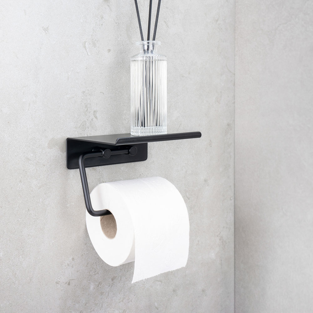 Toalettpappershållare Beslag Design Base med Hylla Självhäftande