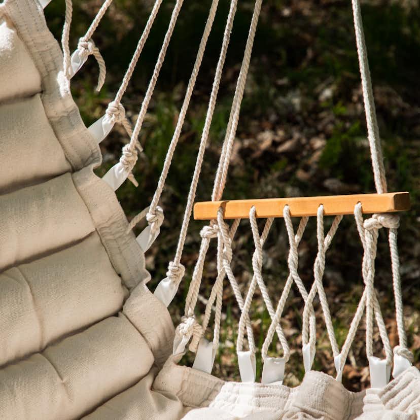 Hängstol Venture Home Tapaz, Utomhus Hänggunga i Vit Bomull/Polyester/Trä