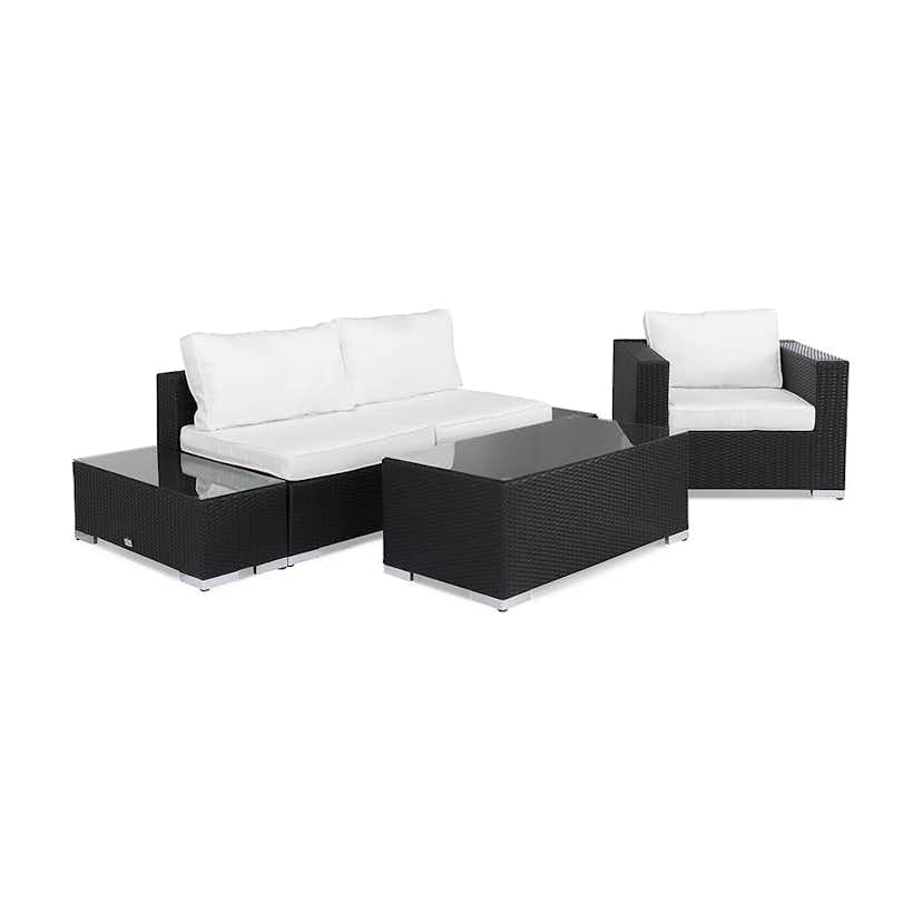 Loungegrupp Comfort Garden Bahamas Soffa 3-sits med Utebord Svart/Vit Utomhus