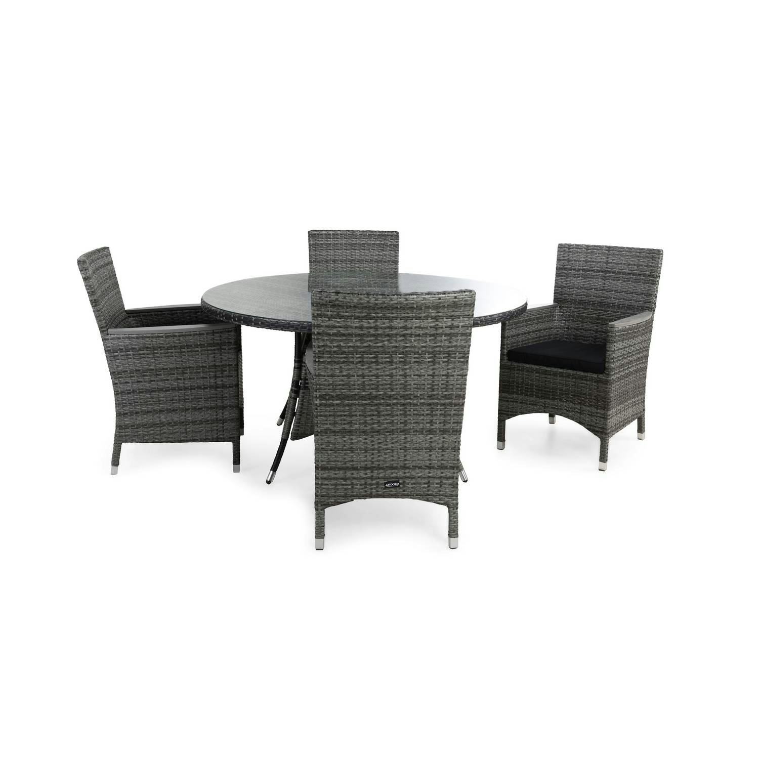 Matgrupp Comfort Garden Thor Matgrupp Utomhus Ø140 med 4 Fåtölj Lyx m Armstöd m Dyna