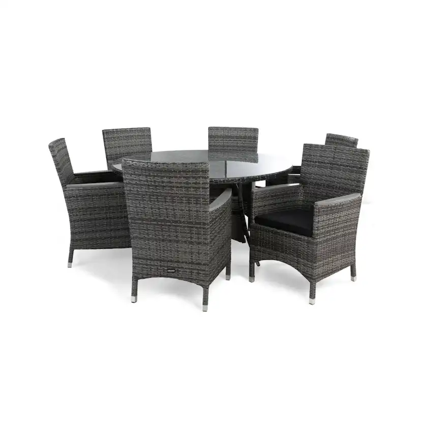 Matgrupp Comfort Garden Thor Matgrupp Utomhus Ø140 med 6 Fåtölj Lyx m Armstöd m Dyna