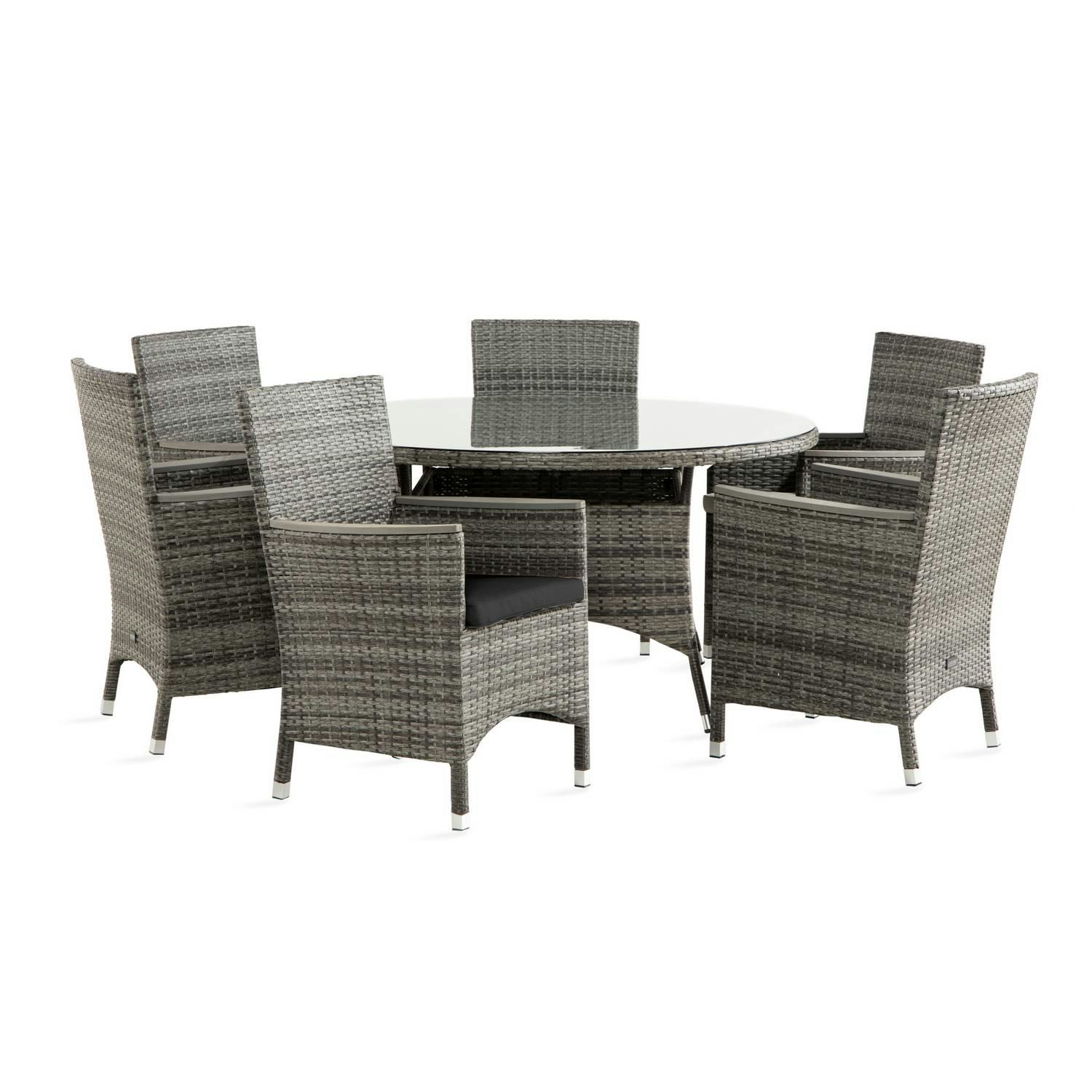 Matgrupp Comfort Garden Thor Matgrupp Utomhus Ø140 med 6 Fåtölj Lyx m Armstöd m Dyna