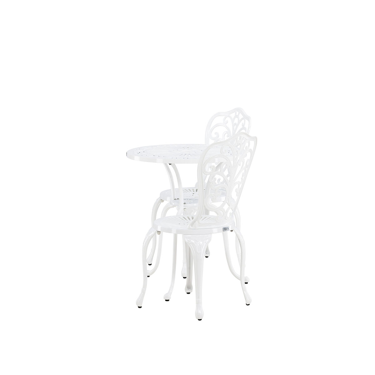 Caféset Venture Home Nandin Klassisk Cafégrupp med Runt Bord & 2 Stolar i Aluminium, Vit