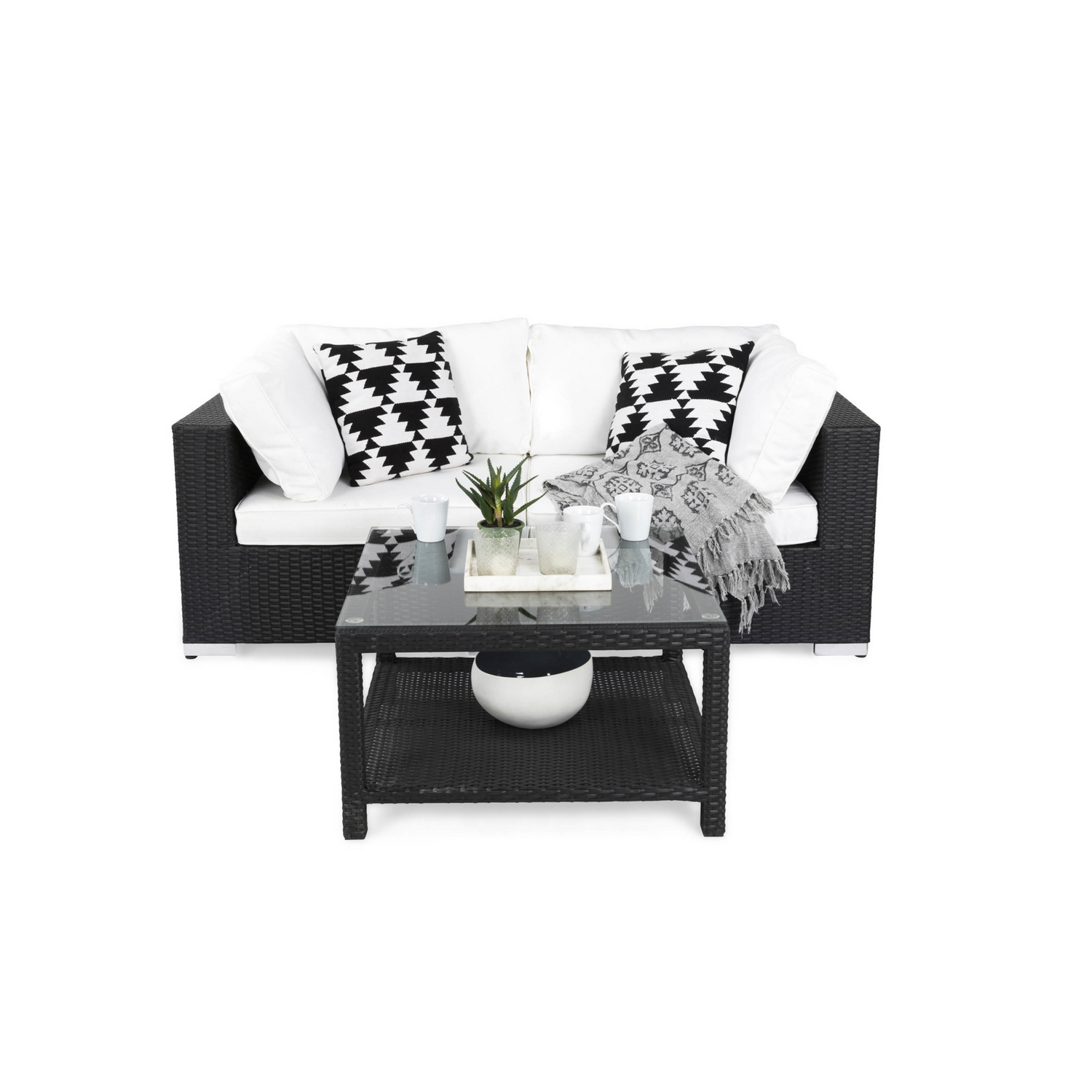 Loungegrupp Comfort Garden Bahamas 2-sits med Bord med Hylla Utomhus