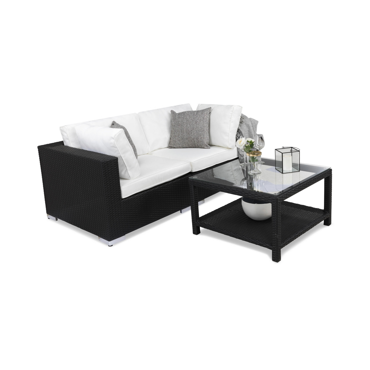 Loungegrupp Comfort Garden Bahamas 2-sits med Bord med Hylla Utomhus