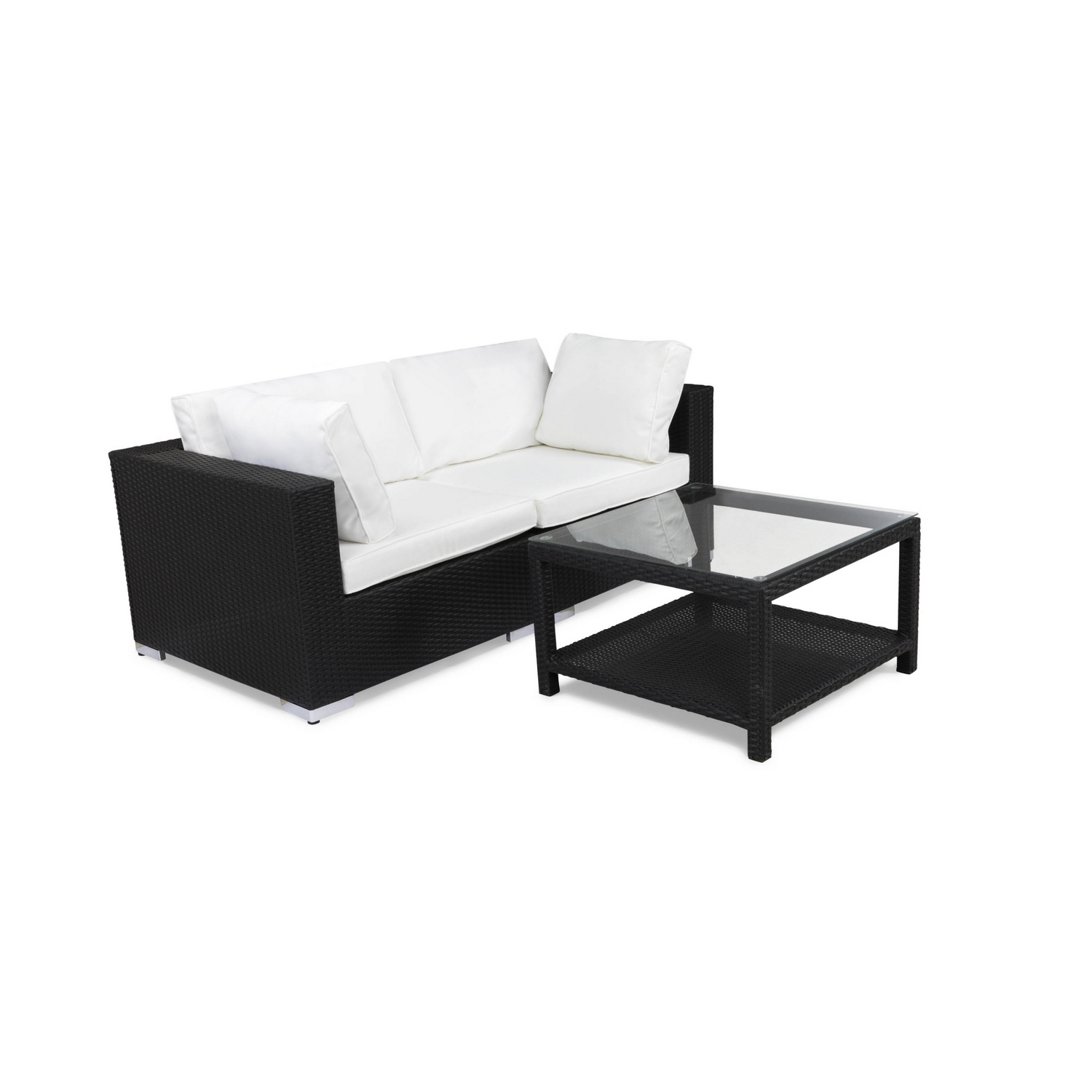 Loungegrupp Comfort Garden Bahamas 2-sits med Bord med Hylla Utomhus