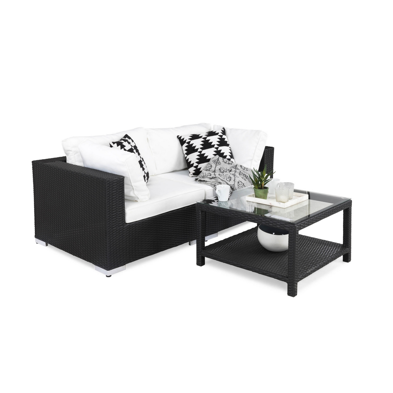 Loungegrupp Comfort Garden Bahamas 2-sits med Bord med Hylla Utomhus