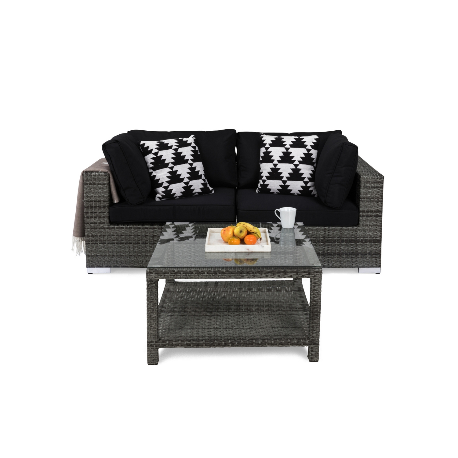 Loungegrupp Comfort Garden Bahamas 2-sits med Bord med Hylla Utomhus