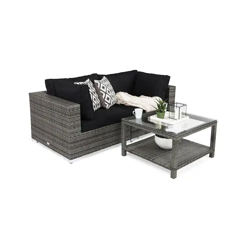 Loungegrupp Comfort Garden Bahamas 2-sits med Bord med Hylla Utomhus