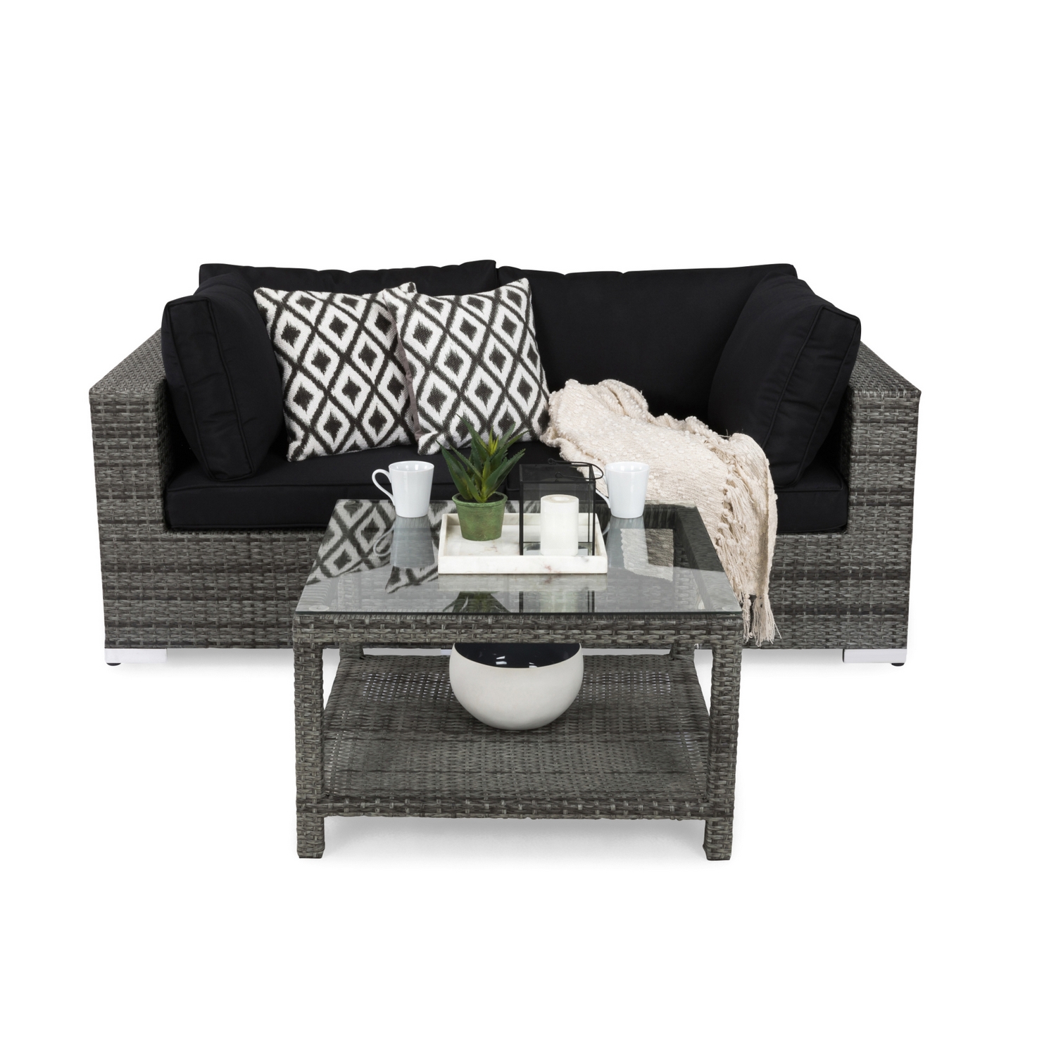 Loungegrupp Comfort Garden Bahamas 2-sits med Bord med Hylla Utomhus