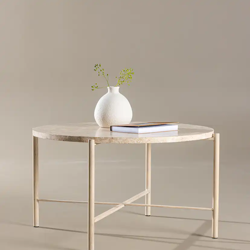 Soffbord Vind Sandhamn Beige Runt Vardagsrumsbord Ø70cm