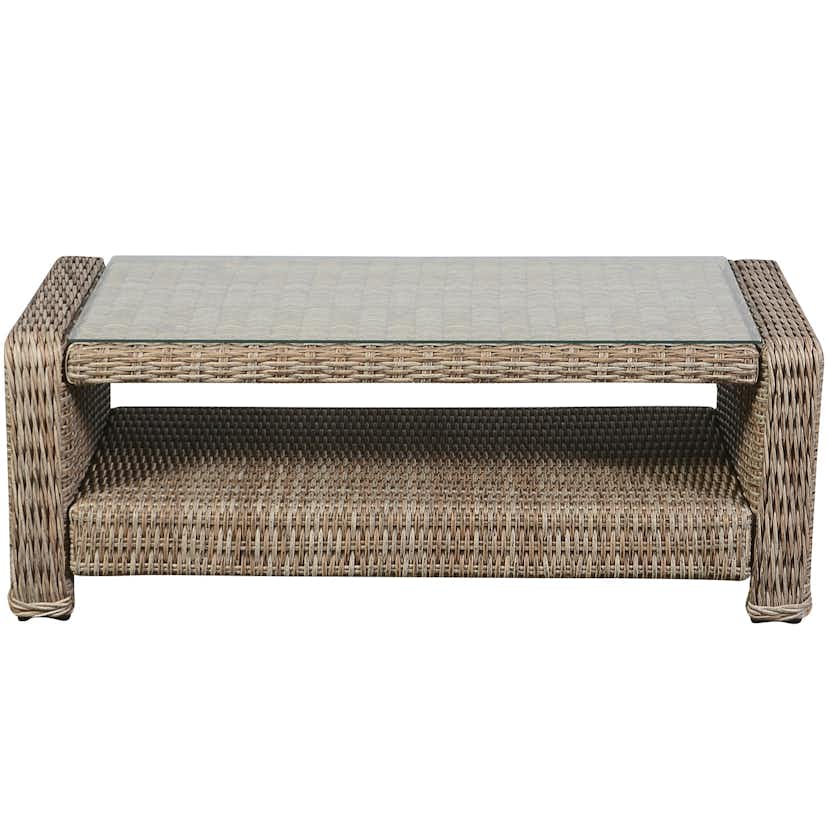 Soffbord Ute VILA Natur Rottingbord med Glasskiva