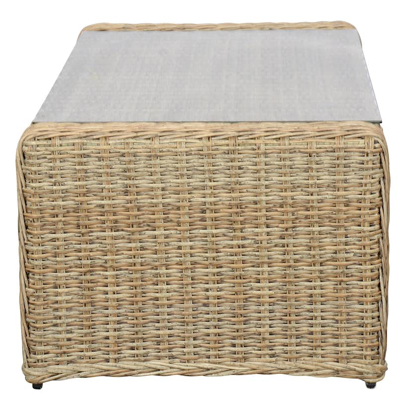 Soffbord Ute VILA Natur Rottingbord med Glasskiva