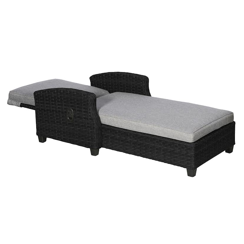 Solsäng VILA Tjörn, Bekväm och Ställbar med Dyna, Svart/Grå