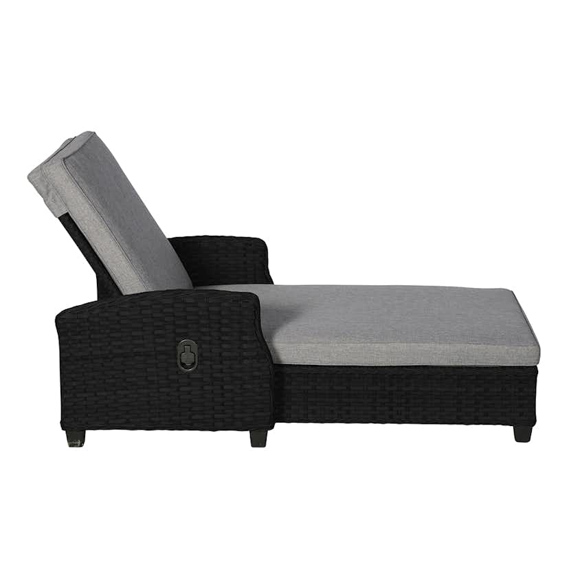 Solsäng VILA Tjörn, Bekväm och Ställbar med Dyna, Svart/Grå
