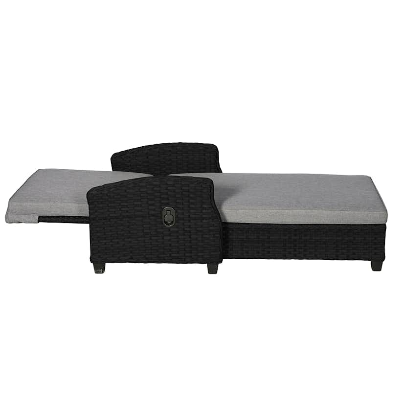 Solsäng VILA Tjörn, Bekväm och Ställbar med Dyna, Svart/Grå