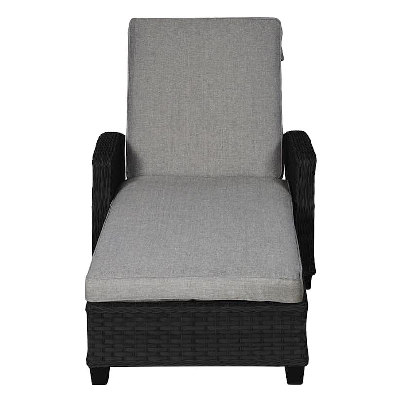 Solsäng VILA Tjörn, Bekväm och Ställbar med Dyna, Svart/Grå