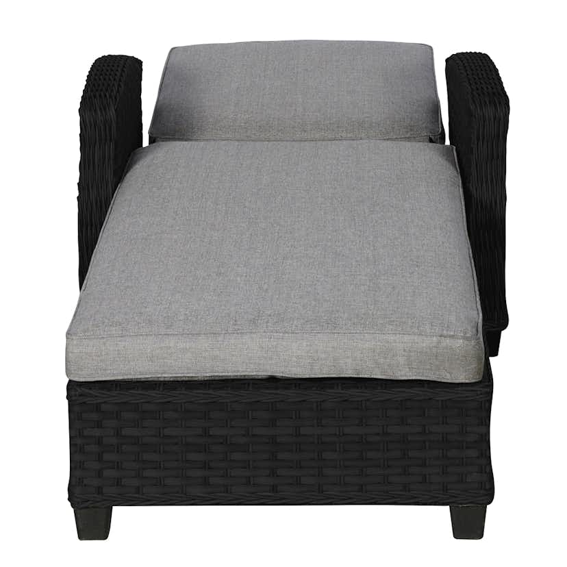 Solsäng VILA Tjörn, Bekväm och Ställbar med Dyna, Svart/Grå