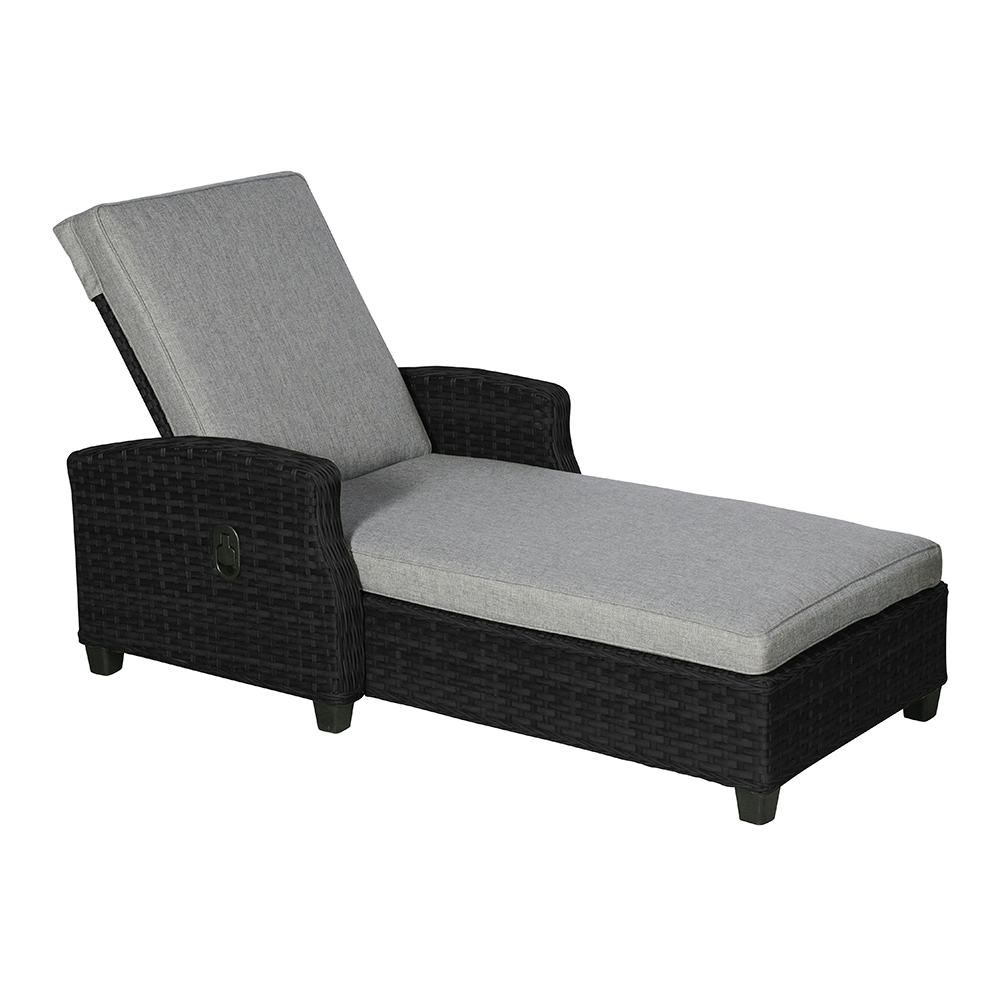Solsäng VILA Tjörn, Bekväm och Ställbar med Dyna, Svart/Grå