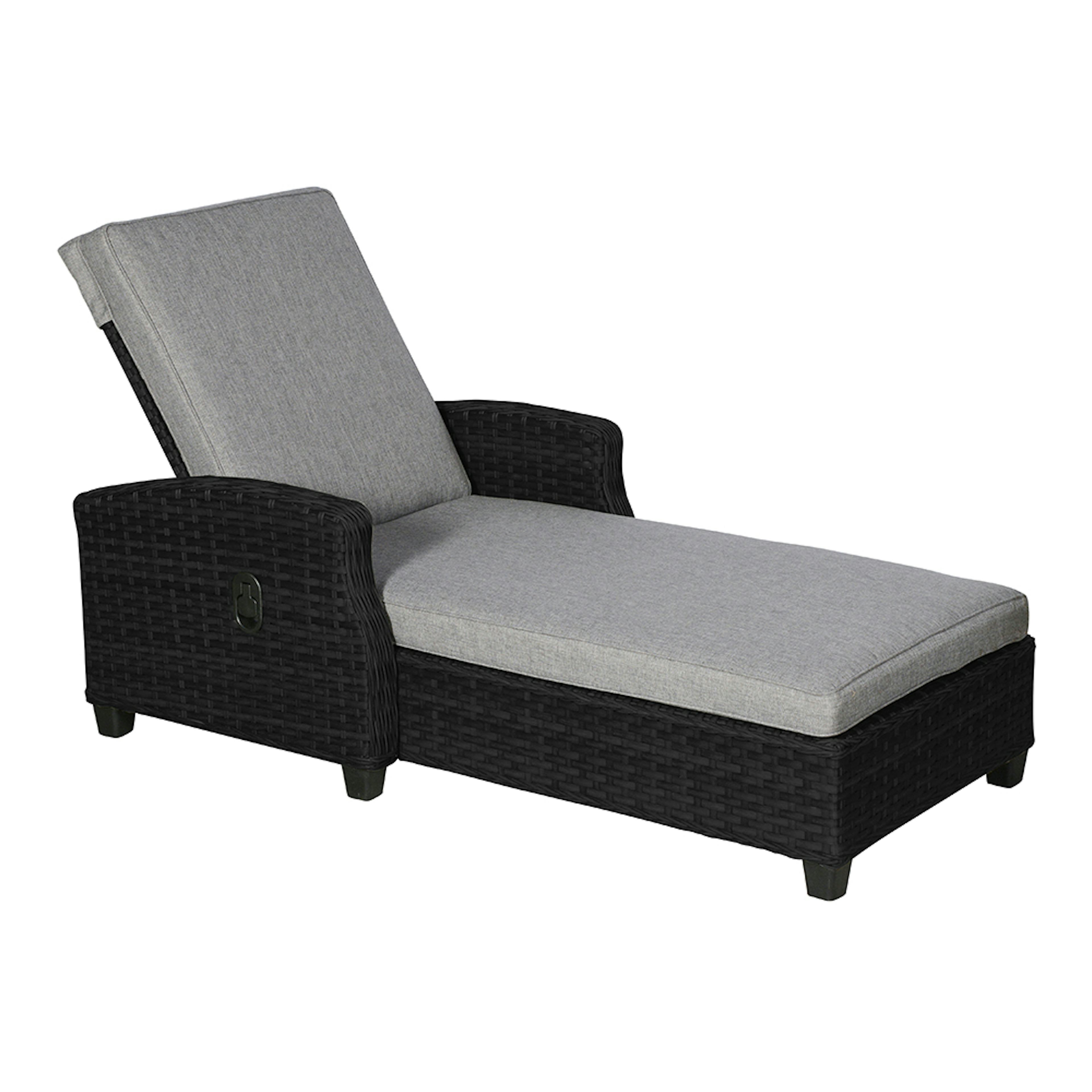 Solsäng VILA Tjörn, Bekväm och Ställbar med Dyna, Svart/Grå