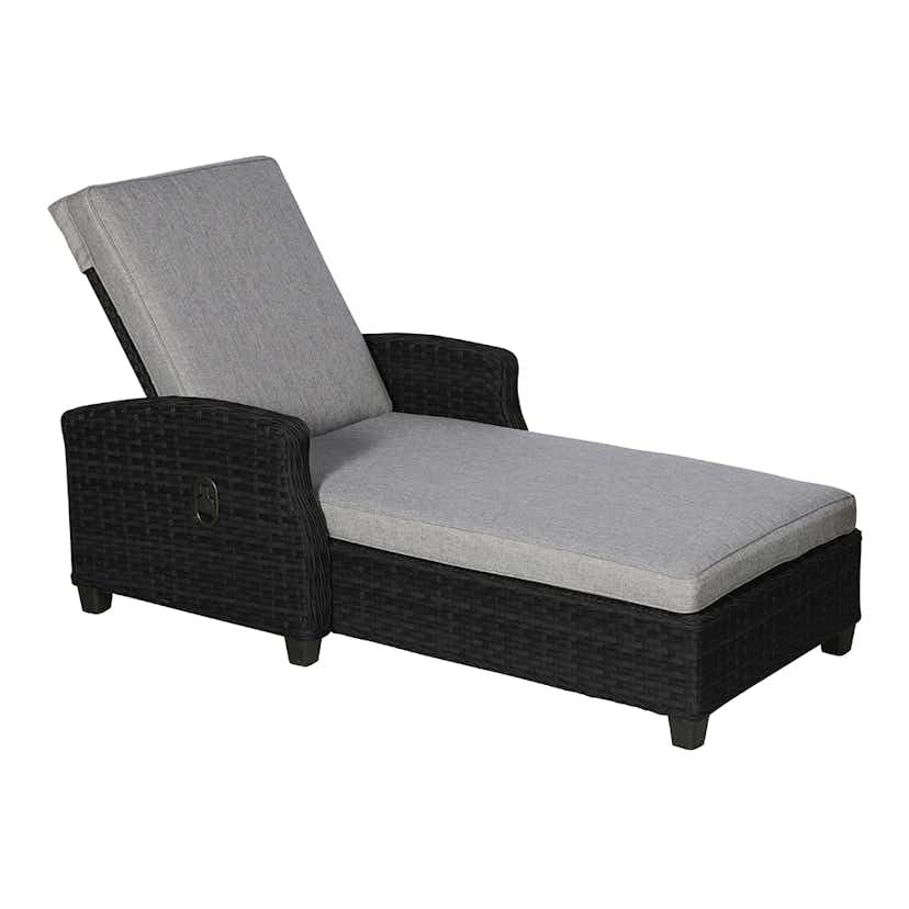 Solsäng VILA Tjörn, Bekväm och Ställbar med Dyna, Svart/Grå