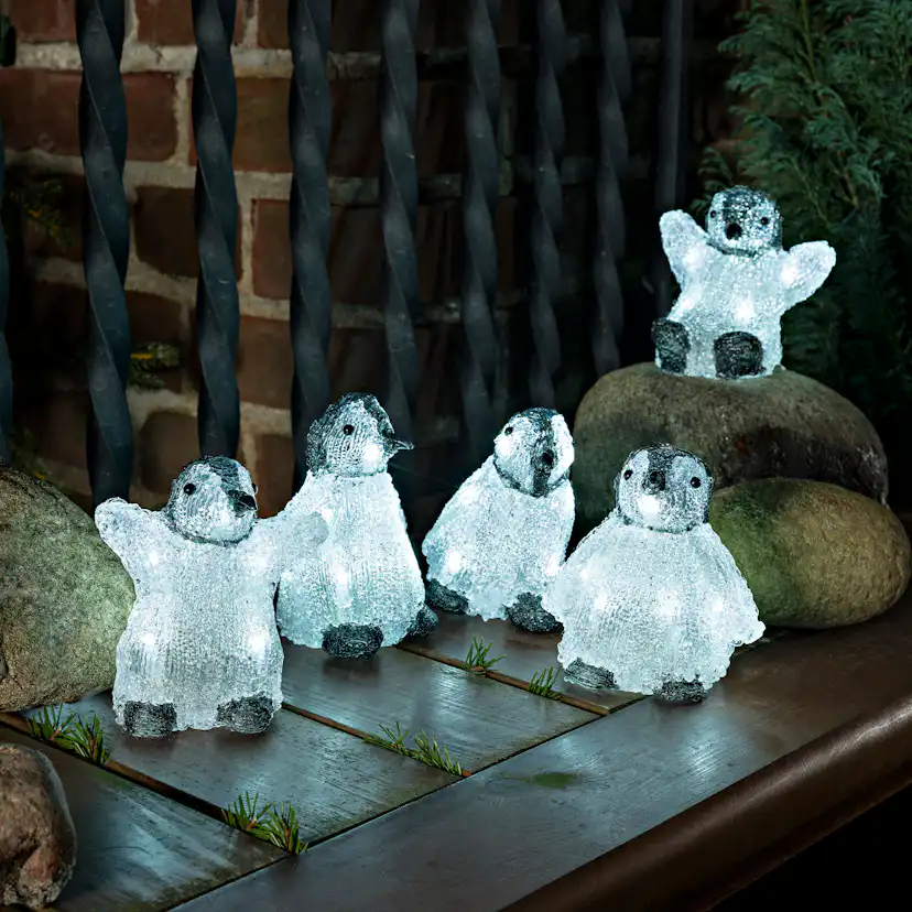 Dekorationsbelysning Gnosjö Konstsmide Pingvinungar 5 st